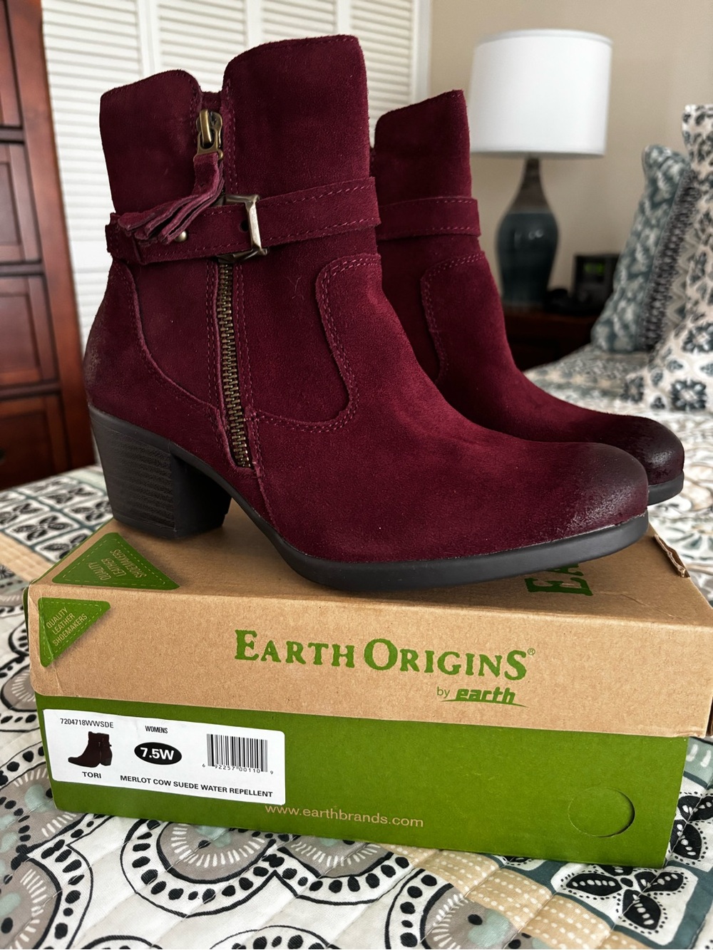 Merlot Suede Ankle Boot-Size 7.5W